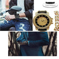 Bracelet Watch Bling-ed Gold Out Bullet Rubber Out Black Hop Tone w/Bling'd Gold Cuban Hip