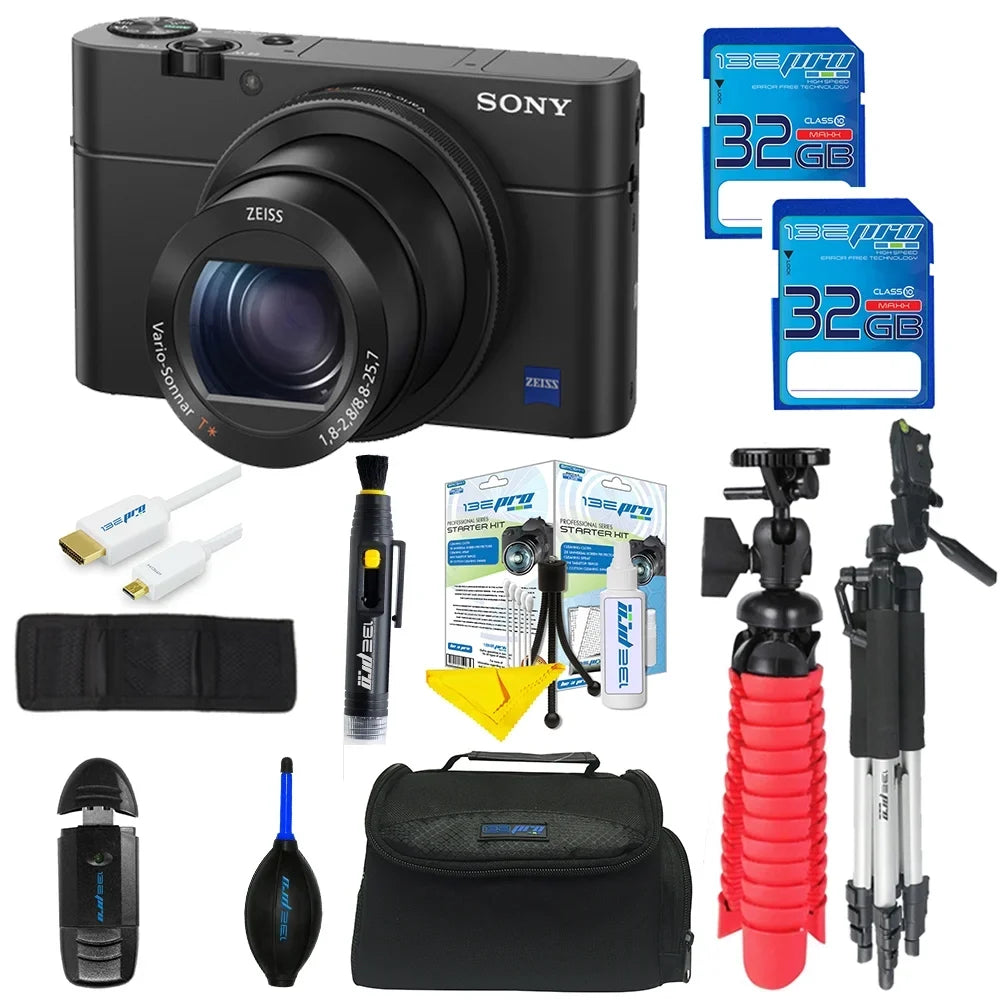 '+ Digital Advanced IV 32GB Card DSC-RX100 + Pixi Case Camera + Kit Bundle Tripod Cyber-shot + Camera SD
