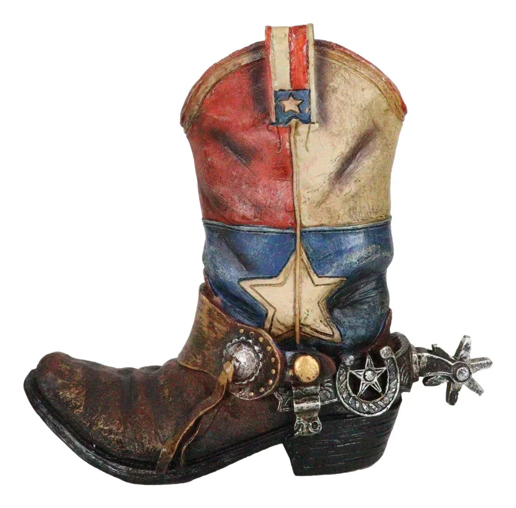 Vase Cowboy Boot Patriot Texas Floral Planter Spur Rustic Flag Star Western With