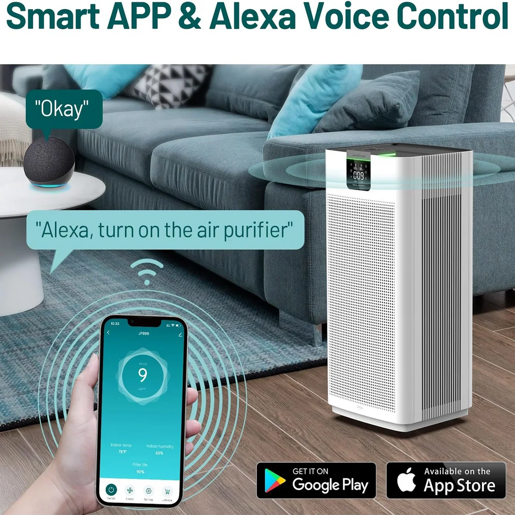 & & APP Purifier Home Jafanda Smart Sq.ft Office JF999 for H13 Air for Alexa HEPA 4575 Allergies