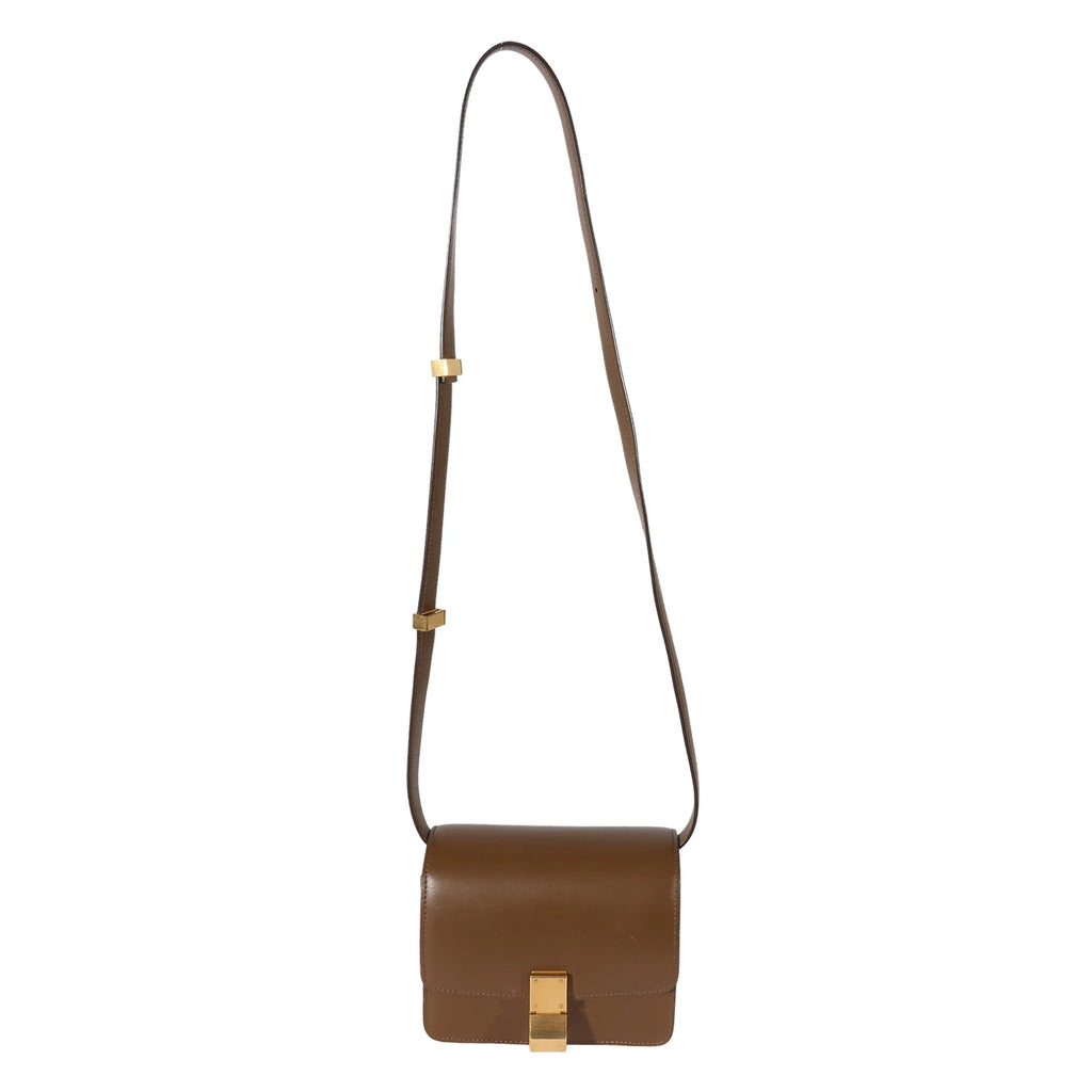 Smooth Celine Small Brown Pre-Owned Box Leather Bag