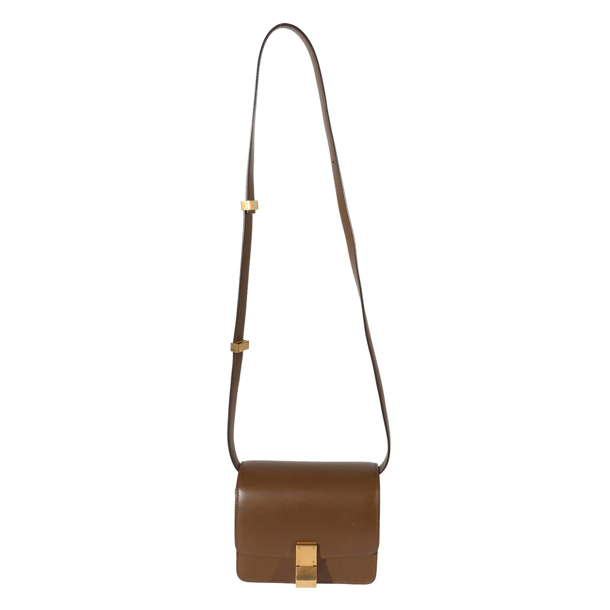 Smooth Celine Small Brown Pre-Owned Box Leather Bag