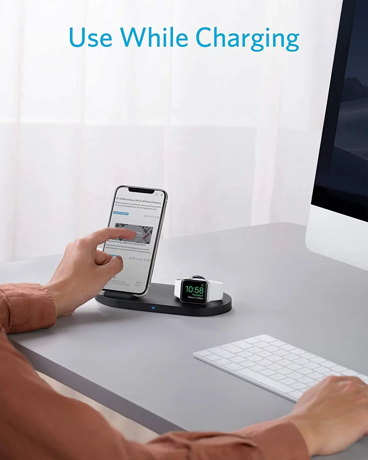 iPhone (Watch Charger, Wireless Included) 11 Charging Sense /6/5/4/3/2/1, Stand Holder with Charging Pro PowerWave Watch Apple Not 2-in-1 2020, Watch with Cable 11, Anker Station for Charging