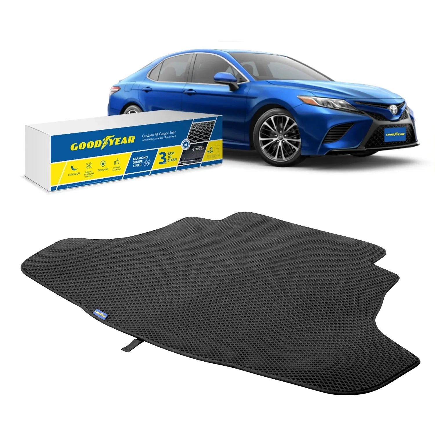 Custom Cargo Liner, Fit - Camry Cargo Heavy & Toyota Liner Diamond Goodyear Duty Moistureproof, for 2018-2024 GY004551 Mat Anti-Slip Luggage - Trapping - Dirt Shape, Liquid with Trunk Liner Technology