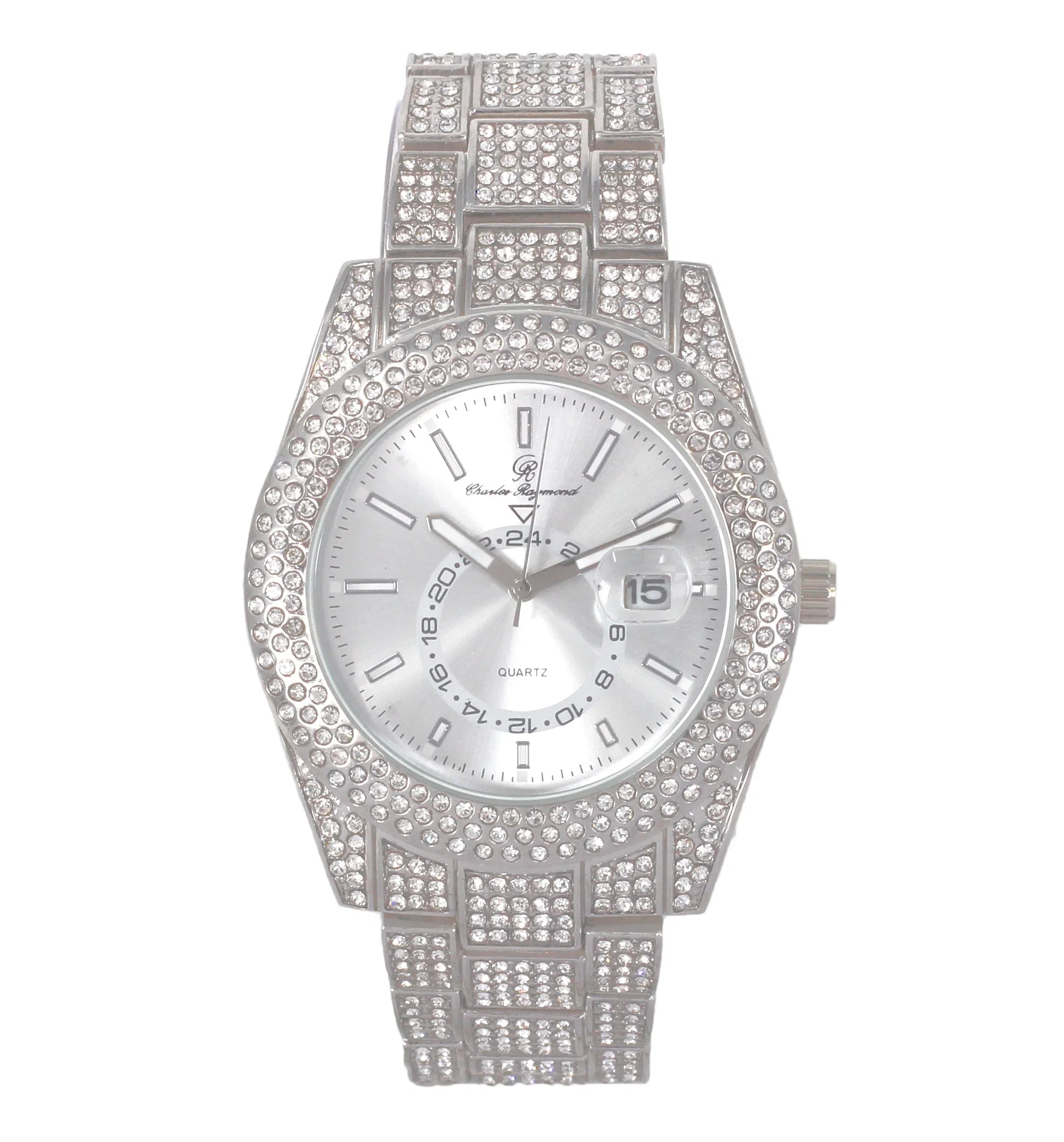 Bling'ed Ice Out Silver Blast! Trim Necklace Out Hip Matching with Raymond - with Rolly Blinged Sets Zig Hop Iced Zag Looks Necklace Charles Sets Wristwatch Band and on Out -