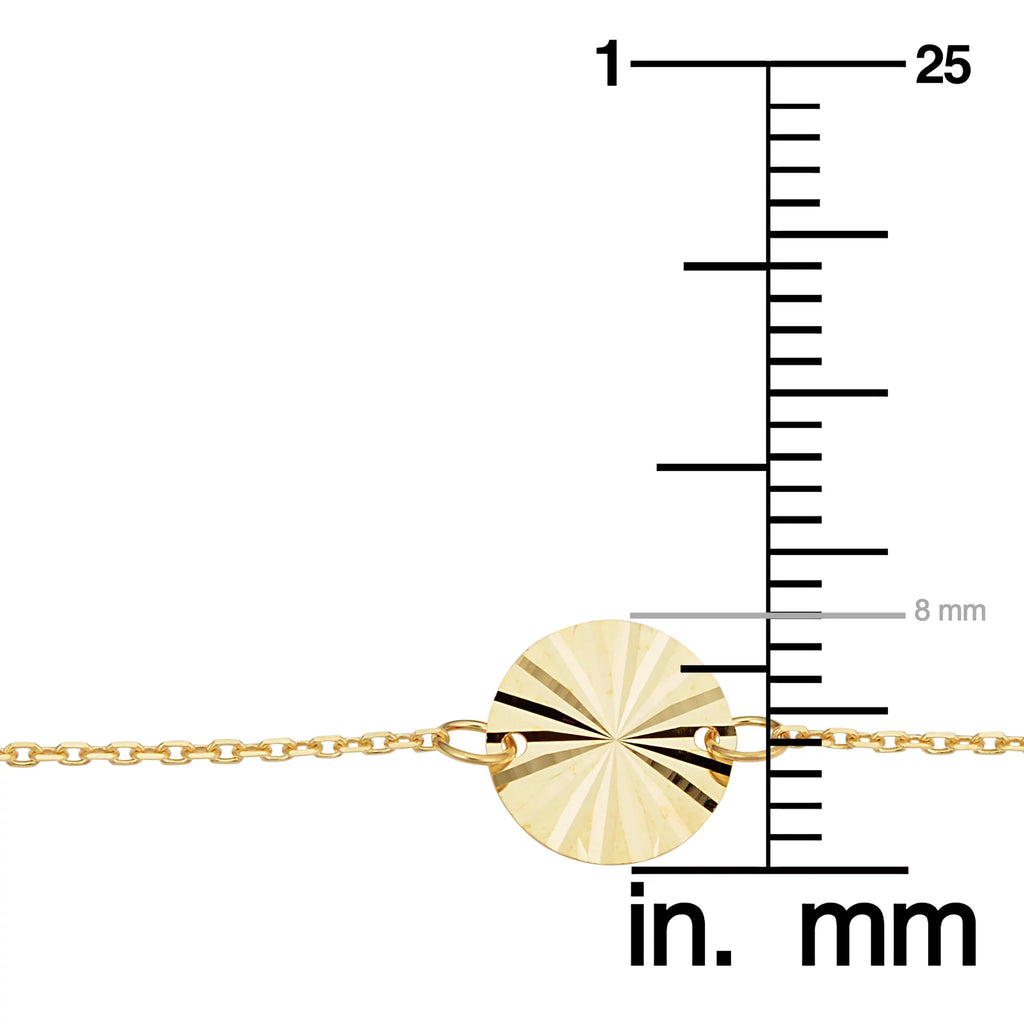 Bracelet mm 8 7.5 Diamond-cut Gold 6.5 or to Disc inch) Adjustable Yellow Length (adjusts 14k