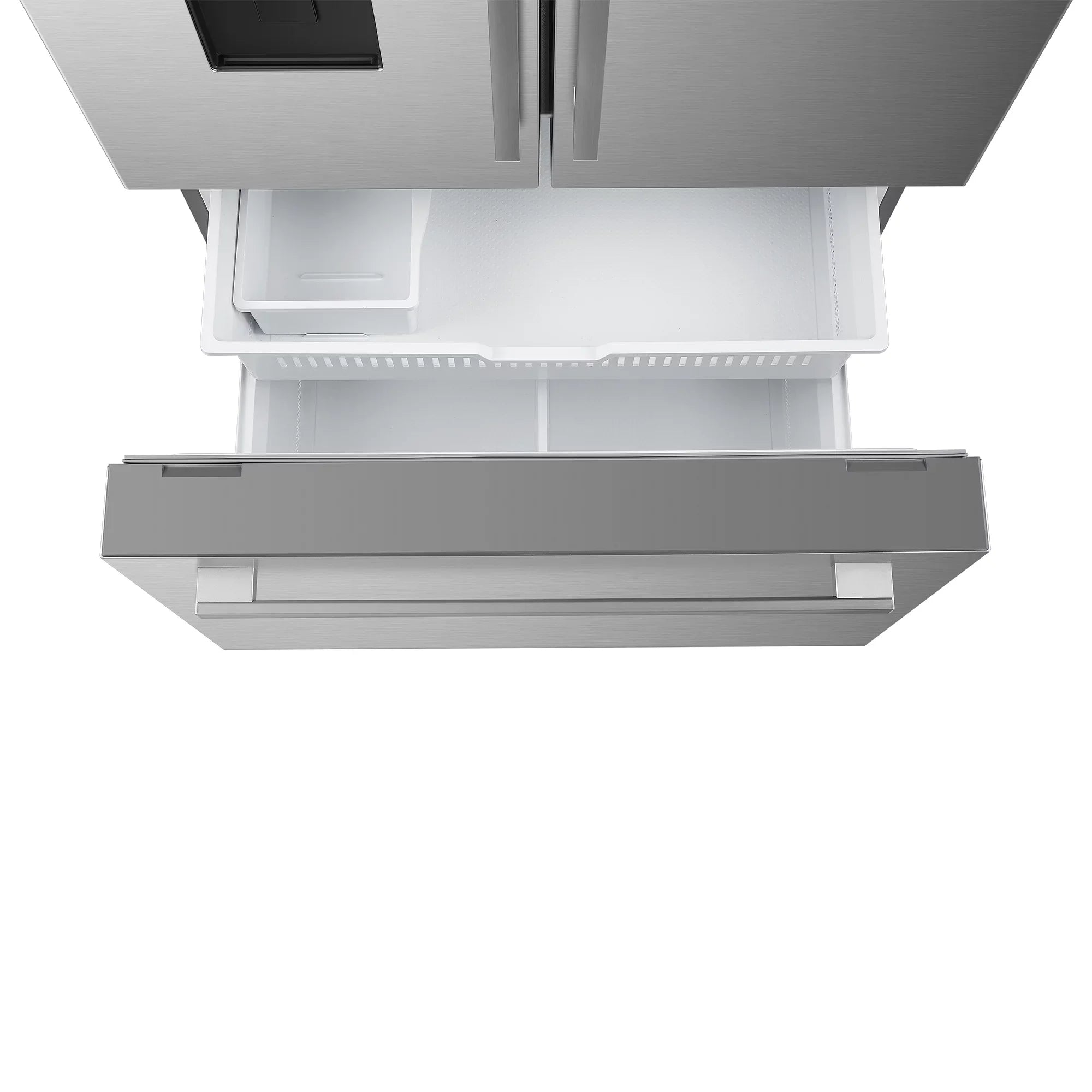 in ft. French Stainless Door Dispenser 3-Door Steel cu. Refrigerator 22.4 Moisture