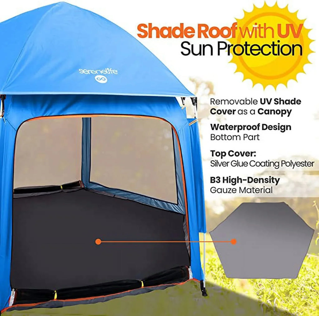 Pack Serenelife Canopy, and Baby Toddler 5 Go W/ Mattress, and On-The Panel (Blue) Playpen
