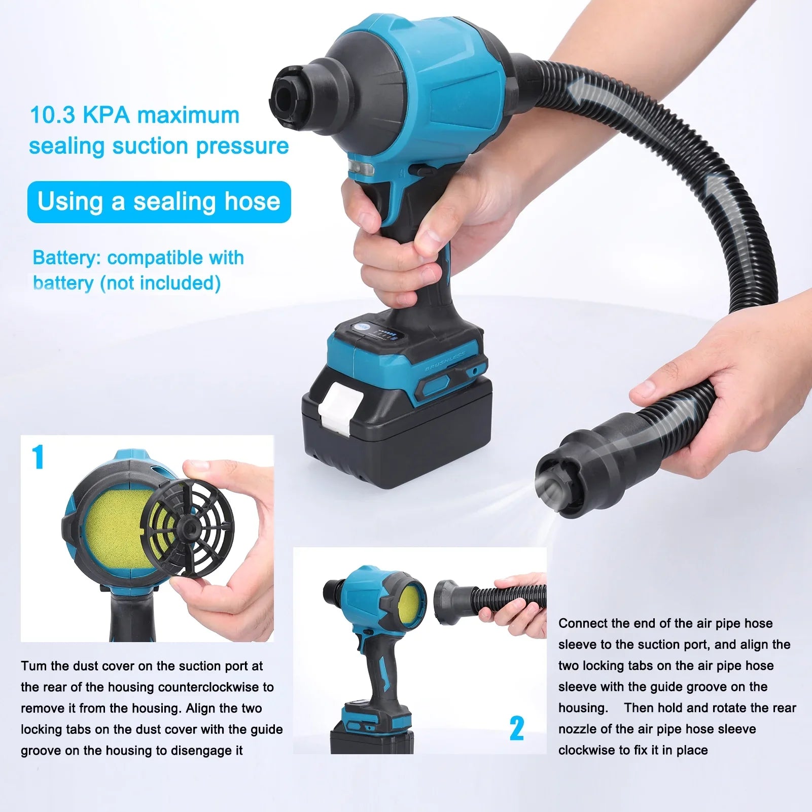 Electric Dust Air Light Cordless Stepless Machine Rechargeable Dust Blower, Working Speed Change,