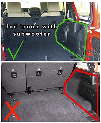 for (Not with climate for 2020 2018 Liner for JK), subwoofer Wrangler Black Cargo Trunk Unlimited 4-Door JL Jeep 2021 JL Mat All 3W 2019