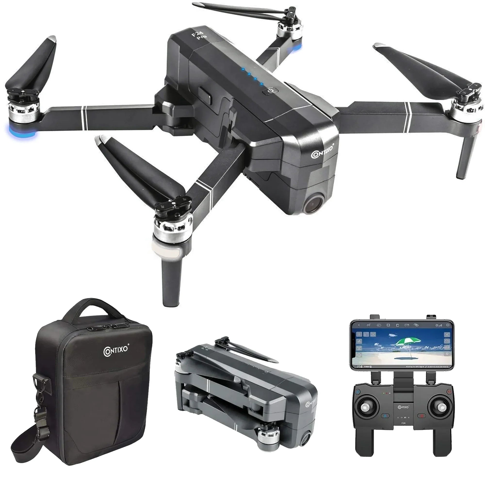 Camera , Brushless Fits Foldable Flight Minutes with Time, Waypoint Adults, 30 Carrying Pro 4K with Case with Motors, for Follow Camera Quadcopter Drone F24 Contixo Me,