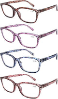 Reading Spring Women 1.25 Stylish Anti Strength Blocking Computer Hinge Light Glasses for Blue Eyestrain Readers Pack 4 DOOViC