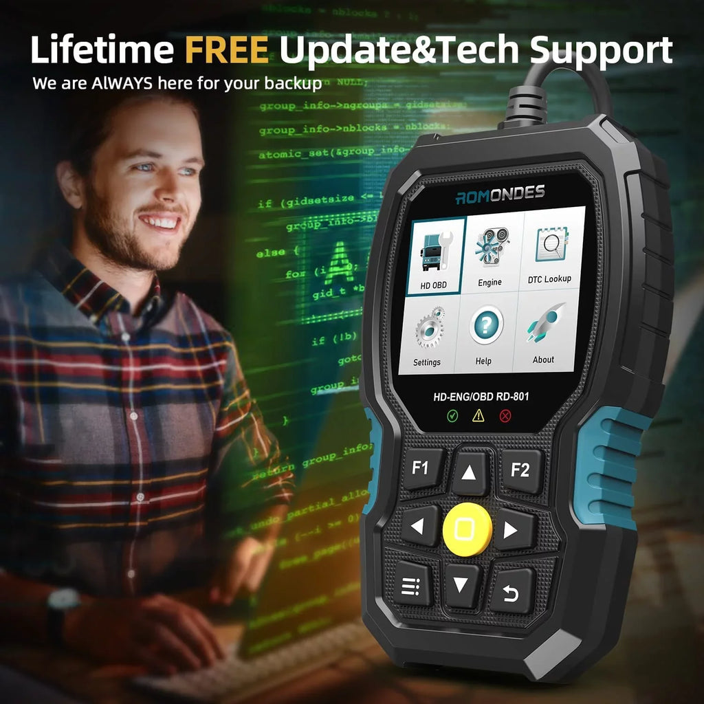 Diagnostic Truck RD801 Car Scan Truck Scanner in Hino, Fuso, Code Romondes Heavy 1 Scania, Check 2 Man, Auto for Tool Tool Scanner Cummins, , & OBD2 Reader Diesel Engine Duty