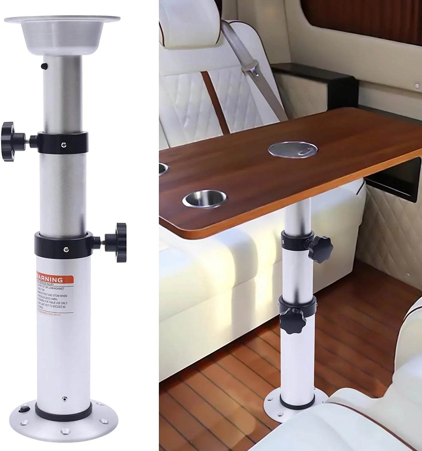 Marine Pedestal Removable Vessel Thickened Caravan Base Motorhome Table Mount Aluminum Miumaeov Camper Table Frame Alloy Stand 16.9"-29.1"Adjustable Leg for