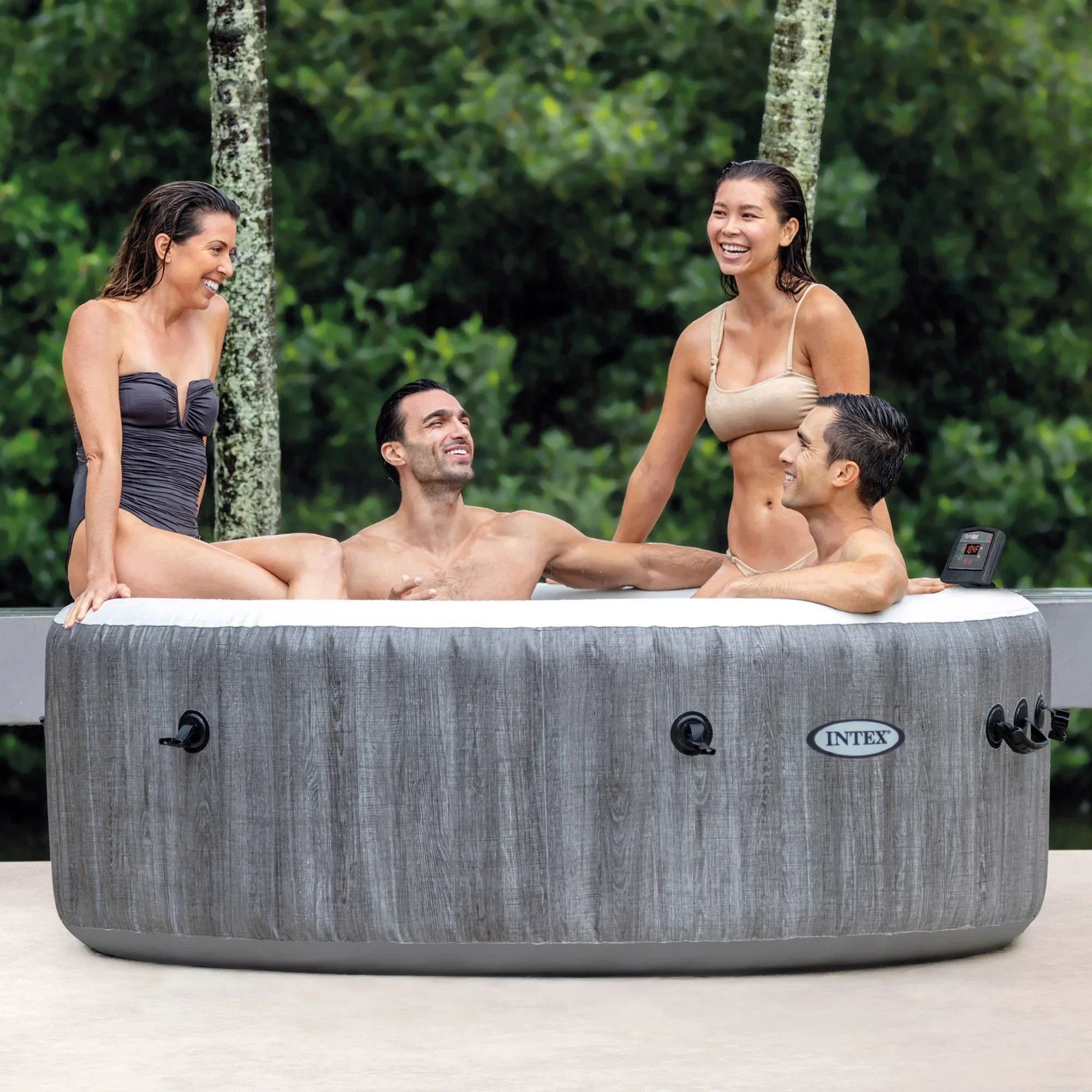 Intex PureSpa Bubble Jet Greywood with Plus Spa Inflatable Bundle Deluxe