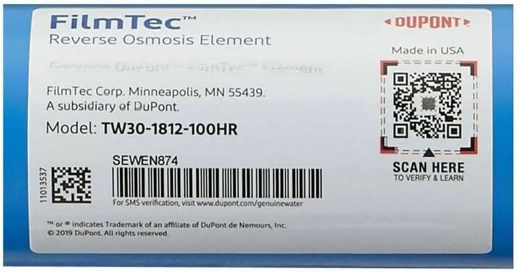 (RO) TFC System Membrane Osmosis 100 For Undersink TW30-1812-100HR Reverse Rejection GPD High