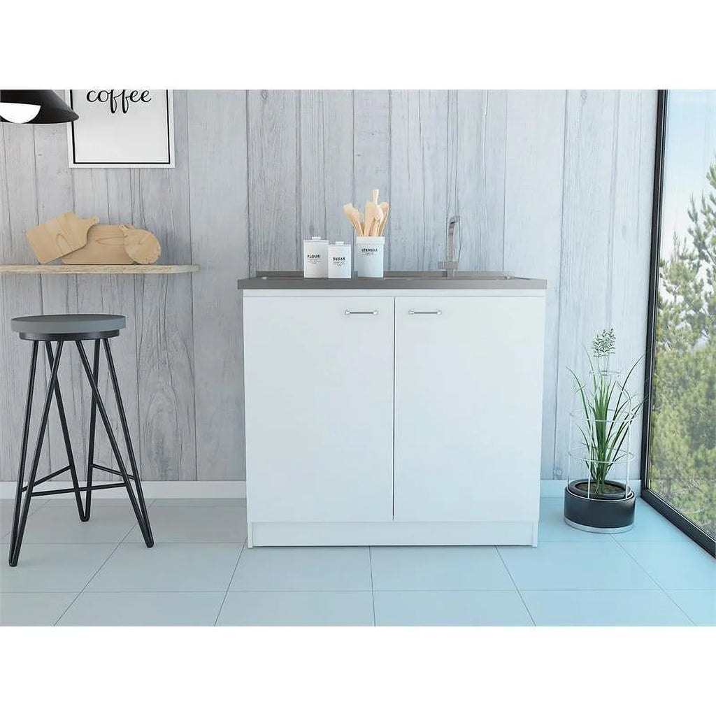 Sink 2-Piece Home Kitchen with and Square Wood Island Utility Set
