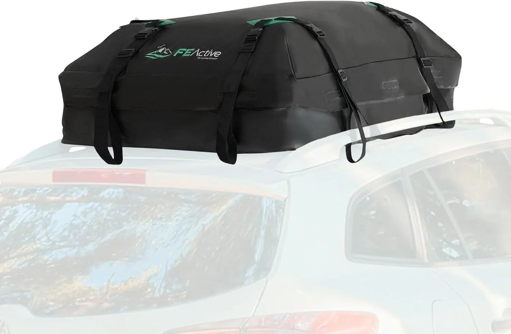| Car Heavy ft. SUV Top California Camping, Dry Roof Rooftop Luggage & Cargo Carrier Duty Cubic in Cargo WAGEE W 100% Trips, - Road Roof Bag Storage Waterproof Straps, Travel Designed Carrier 15
