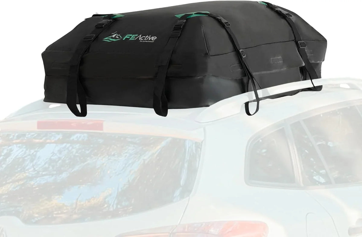 | Car Heavy ft. SUV Top California Camping, Dry Roof Rooftop Luggage & Cargo Carrier Duty Cubic in Cargo WAGEE W 100% Trips, - Road Roof Bag Storage Waterproof Straps, Travel Designed Carrier 15
