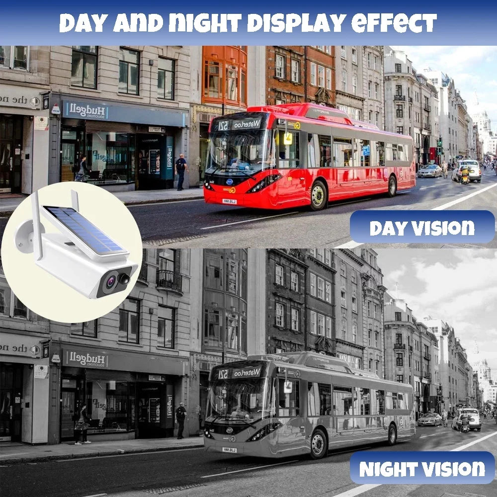 Talk, Vision,Waterproof, Security exterior Wireless with Camera PIR Security Solar Detection, exterior, Cameras Solar Night White Panel, 2-Way DFITO