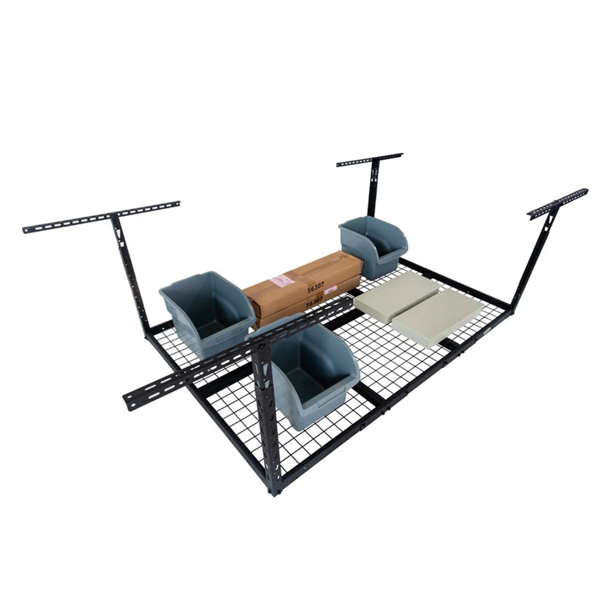 Rack Adjustable Steel Ceiling x System, Black 72 Storage 48 Garage Inch