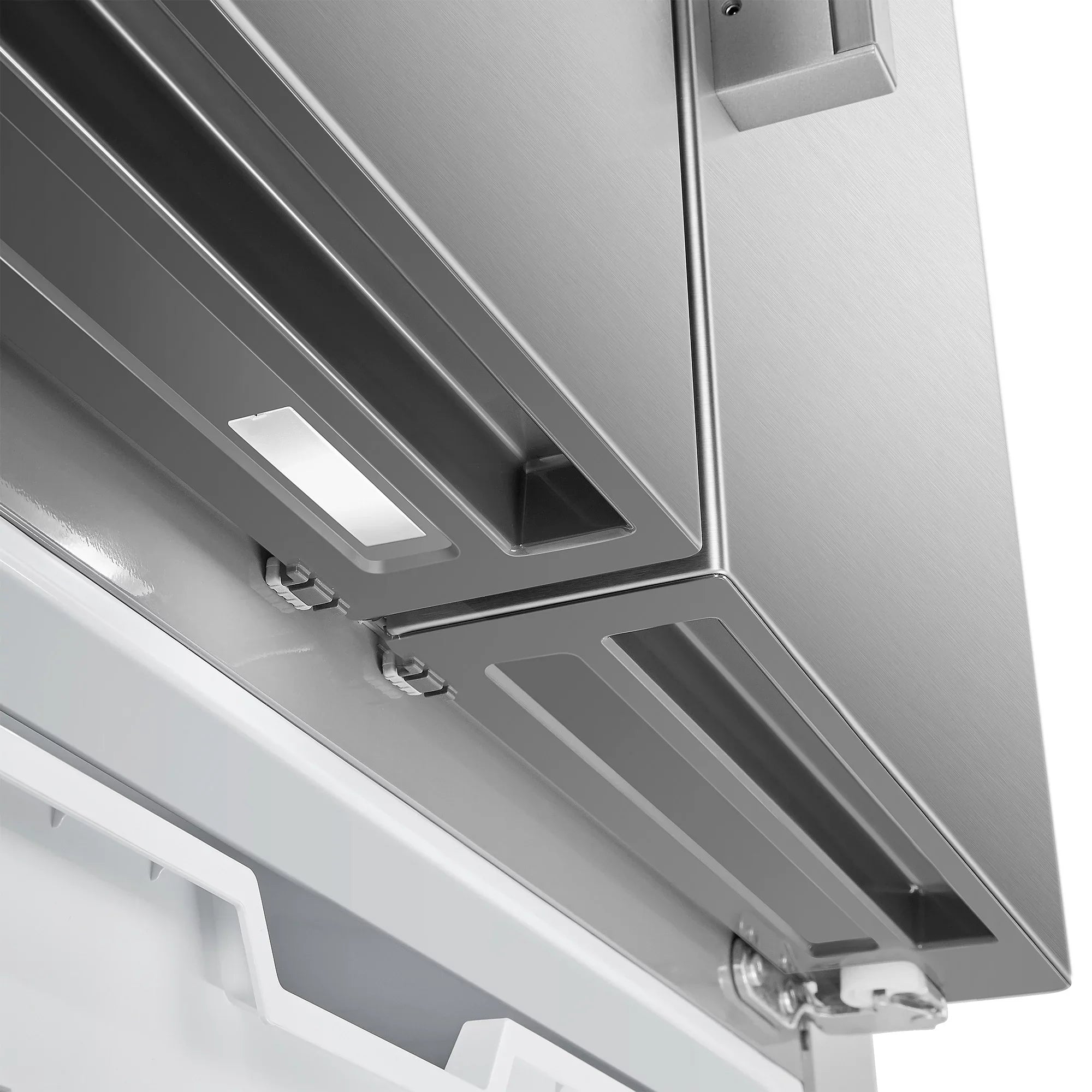 in ft. French Stainless Door Dispenser 3-Door Steel cu. Refrigerator 22.4 Moisture
