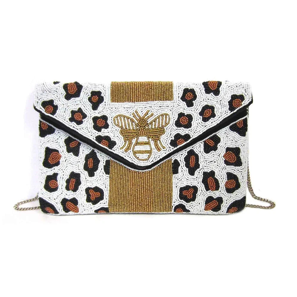 Crossbody, Leopard Clutch B-Spark Print Bee Multi Beaded