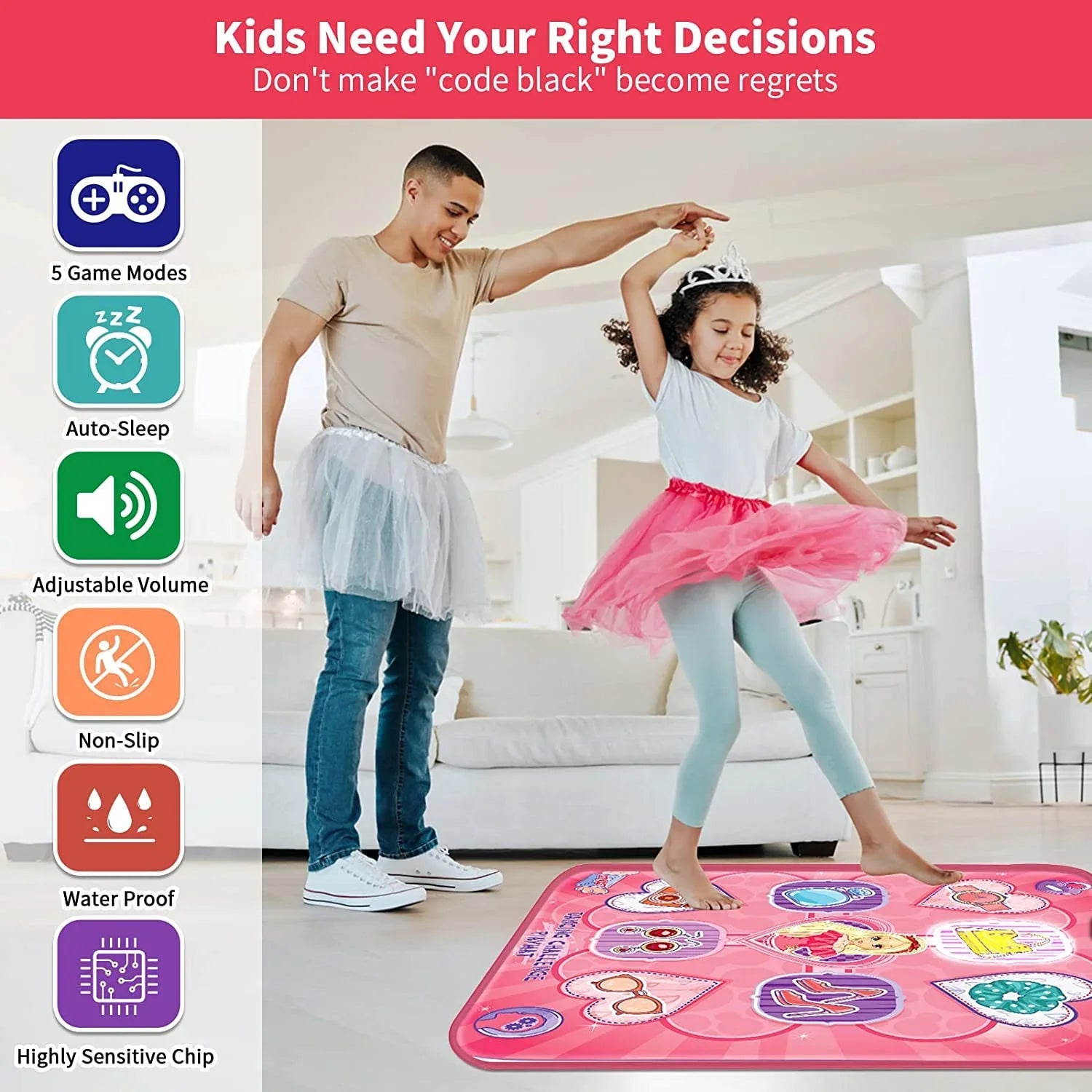 with 4 Dance Dance Kids Musical 5 7 Play with Christmas 3 Toys Lights, Year 9 Gift 5 6 Toy Old for Mat, Birthday Electronic Dance Girls 8 Game Modes, Mats for Game 10 Pink Pad Gifts