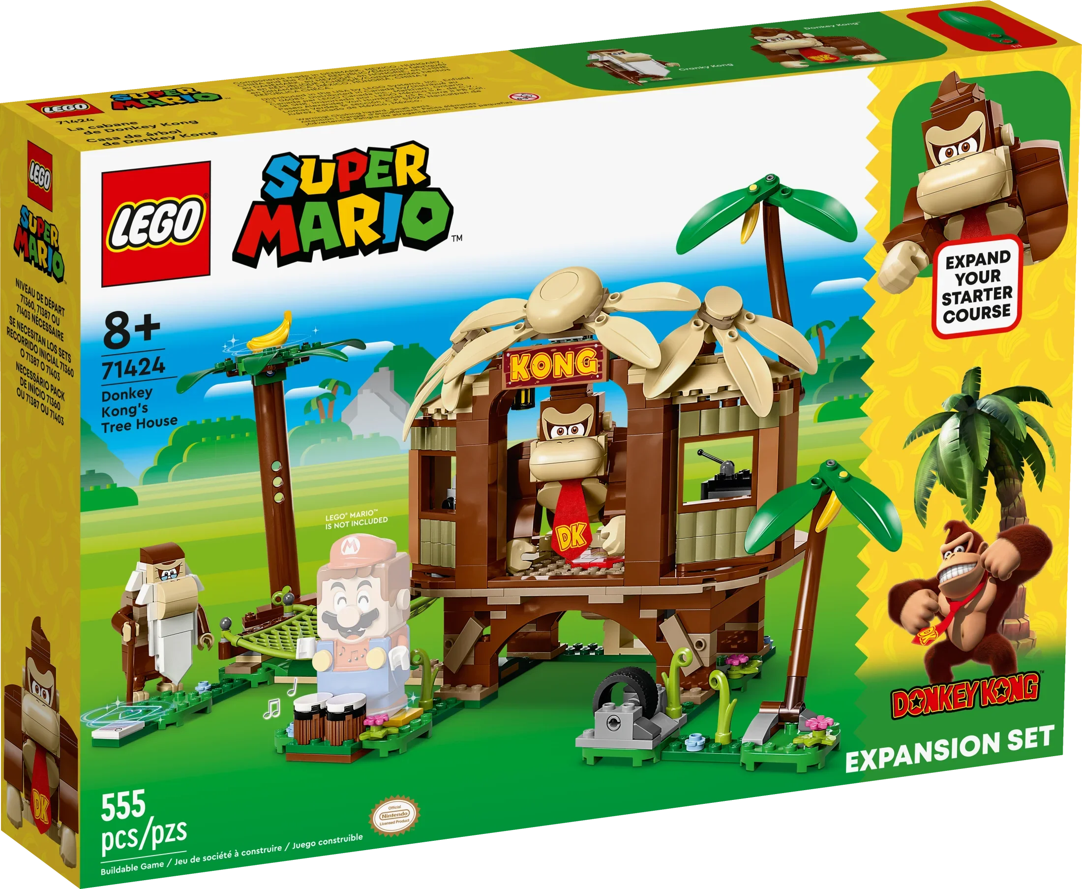 Kong’s Birthday Buildable Super and Donkey 2 Mario Old Expansion Kong Collectible Fun Kong, Donkey Cranky Year Kids, 8-10 Set, for Mario Super Figures 71424 Gift House Tree Game with