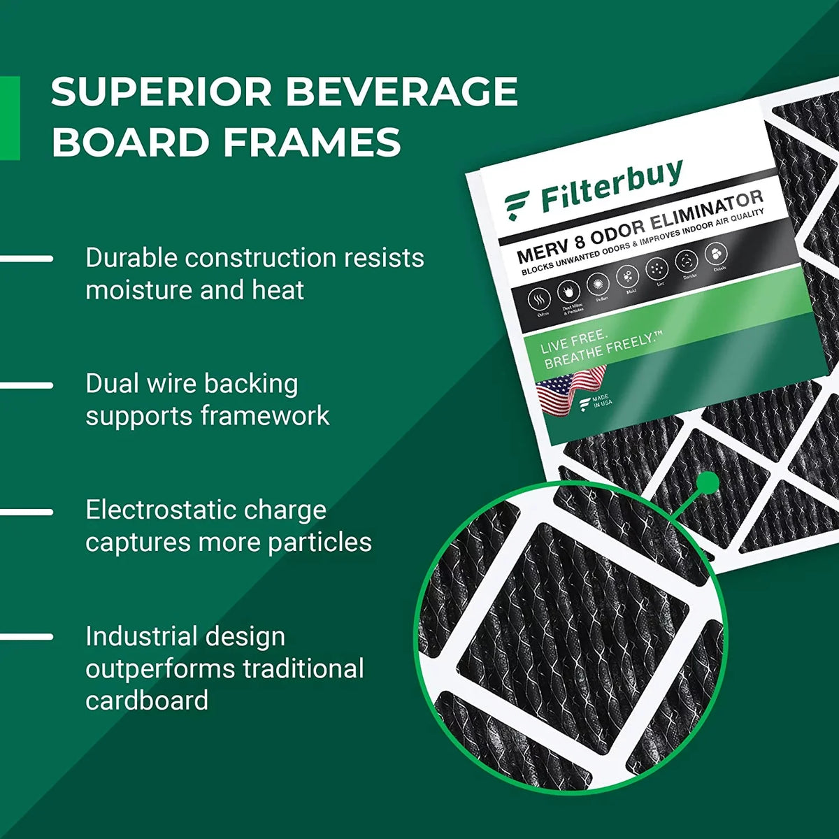 Eliminator MERV with 14x18x1 Filters Air AC Pleated HVAC (6-Pack) Activated Carbon Filterbuy Odor 8 Furnace