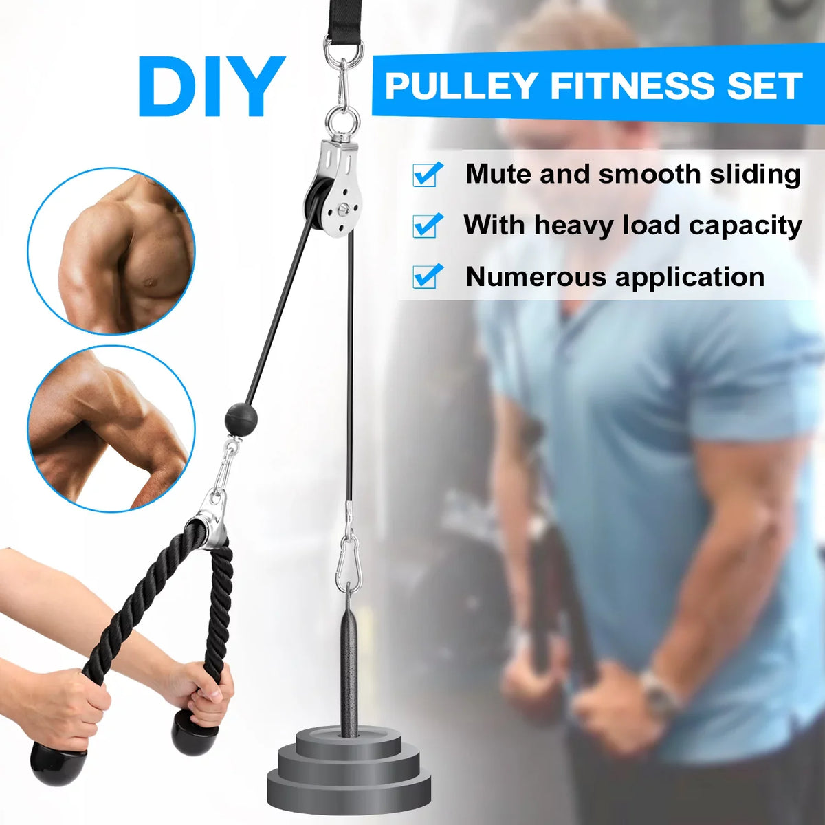 Hand Strength Fitness Training Loading Triceps Equipment Arm Lixada Biceps Pin Lifting Attachment Pulley DIY Machine Cable System Blaster