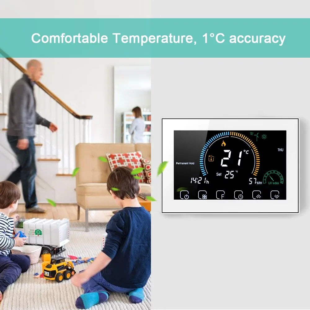 Thermoregulator Boiler Humidity Heating Voice Function / Display Fits with Six 95-240V Lock Index with Control Programmable Home Tma Smart Backlight Periods Gas Echo 5+1+1