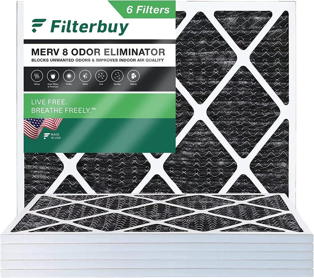 Furnace with Carbon 18x20x1 Filterbuy (6-Pack) MERV Activated HVAC Filters Air Eliminator 8 Pleated AC Odor