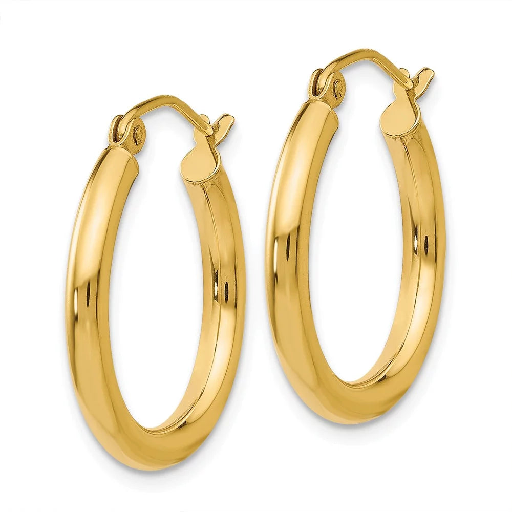 and Gold 14kt Earrings; Yellow for Teens; Tube Adults Real for Women 2.5mm Men Polished and Hoop