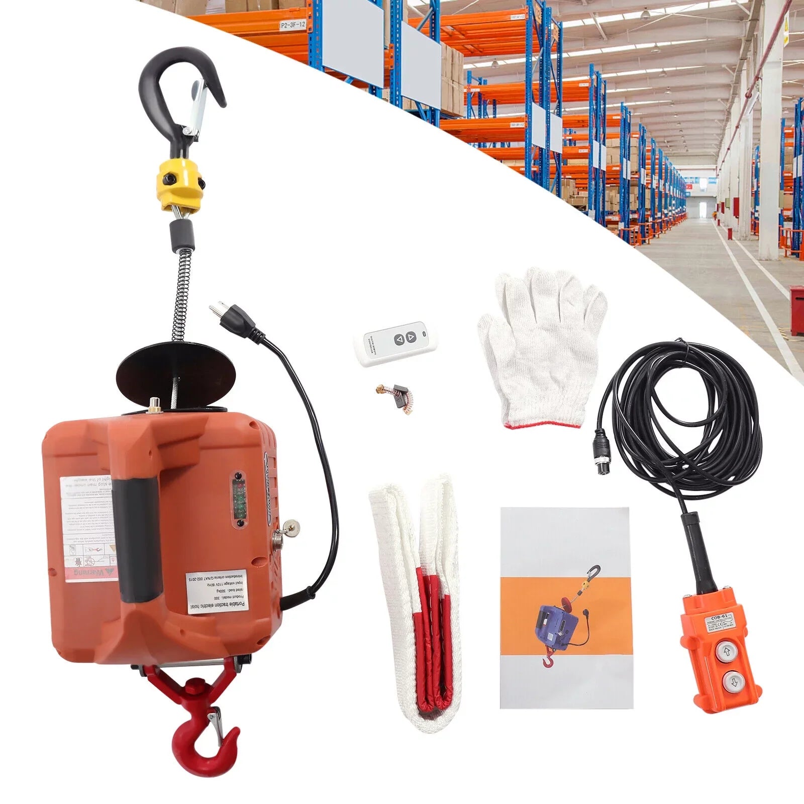 Winch Hoist 3-in-1 110V Kit Wireless Control Portable Lift ZhdnBhnos Electric 1100 Crane Remote