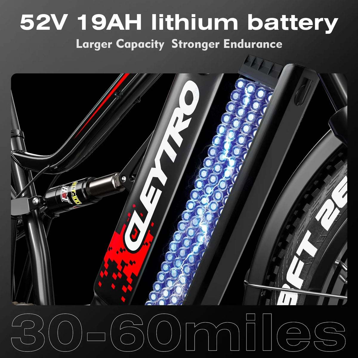 mountain fat bike, electric snow battery, absorbers, shock tire Adult brakes, beach electric double bike electric 7-speed 52V motor, bike double 750W 26*4 inch 19Ah