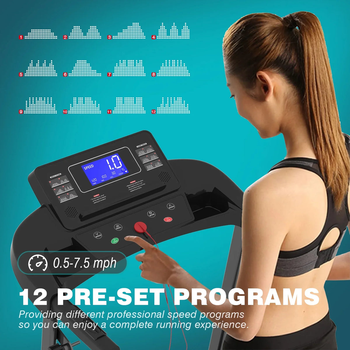 for Treadmill 250 Treadmill 2.5HP Foldable Motor Capacity Multi-function Electric Gym LBS Home with