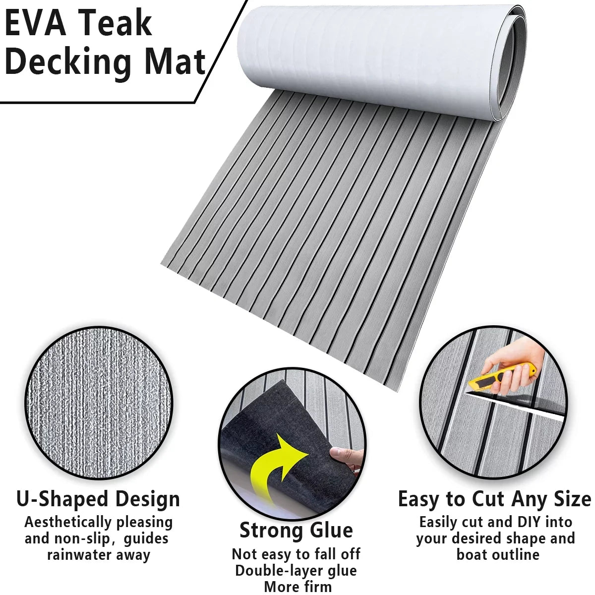 Decking Fits 35" Flooring Teak Sea 94"x for Marine Self-Adhesive Deck Mats/Decking Yacht Vessel Faux Vessel Sheet/Carpet Pad Foam Non-Skid