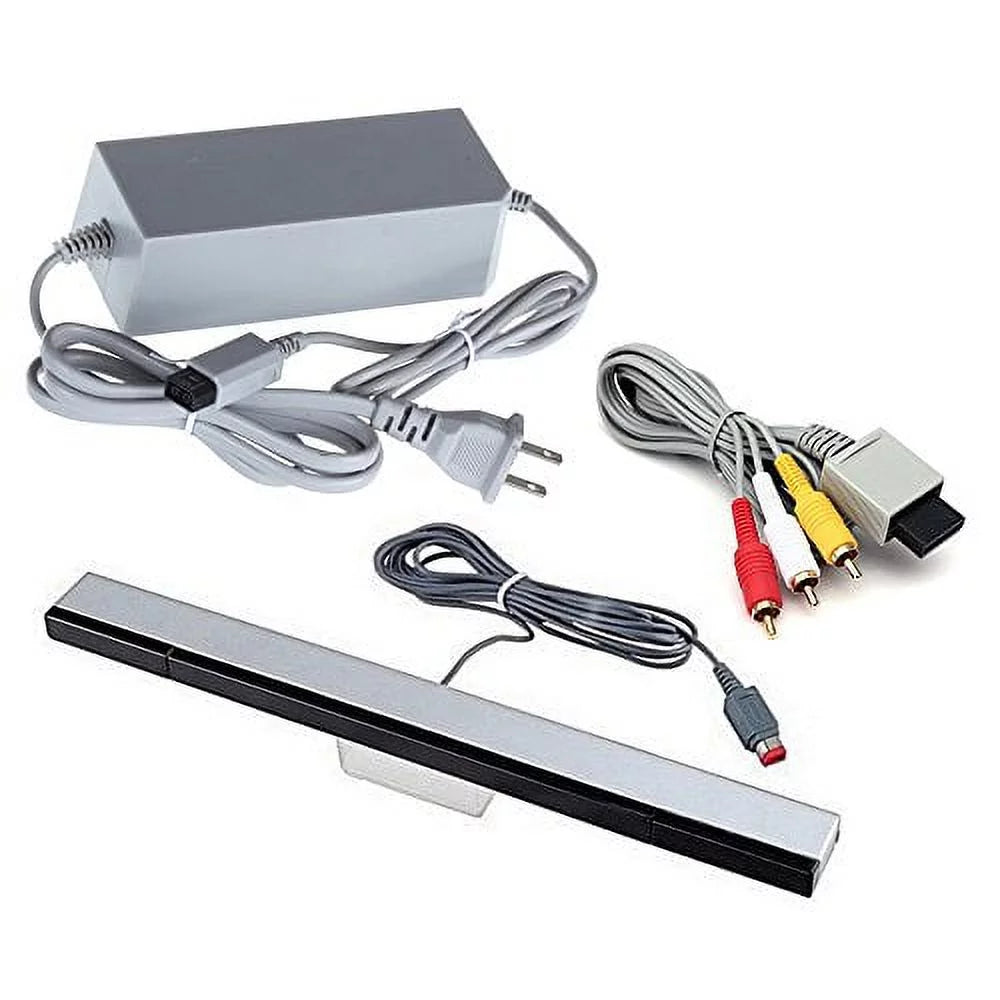 Replacement Adapter Bar Power Set, Wii Charging_Adapter Ac Motion Sensor Block, And For Wired Av Jadebones Cable, Wii Wii Jadebones Cables