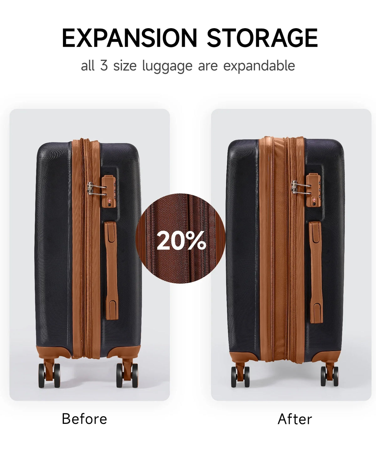 Carry Suitcase with Wheels Luggage Airline TSA Expandable Lock Approved on with 20-Inch Crtynell Spinner