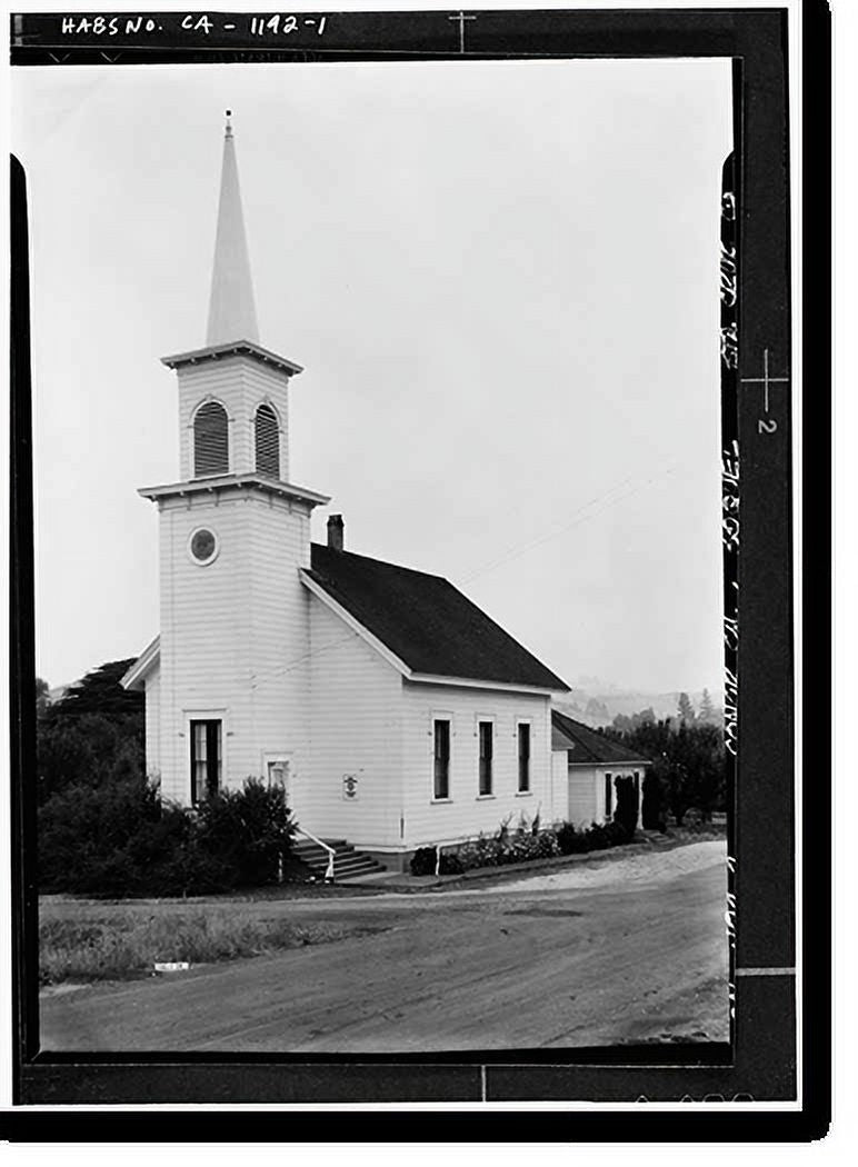 21-7/8" Church, Soquel, Santa Congregational x County, 17-7/8" Print, Cruz CA, Historic Framed
