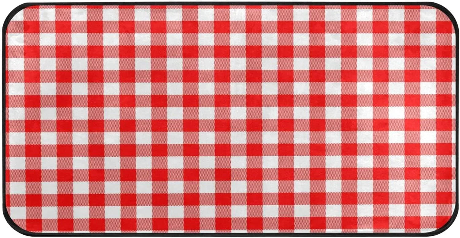 Non inch Bestwell Slip Red for Moistureproof Kitchen Anti-Fatigue Kitchen Floor and Bedroom White Mat 39 Rug Plaid Washable Rug Washroom x Sink 20 Comfort Mat Kitchen
