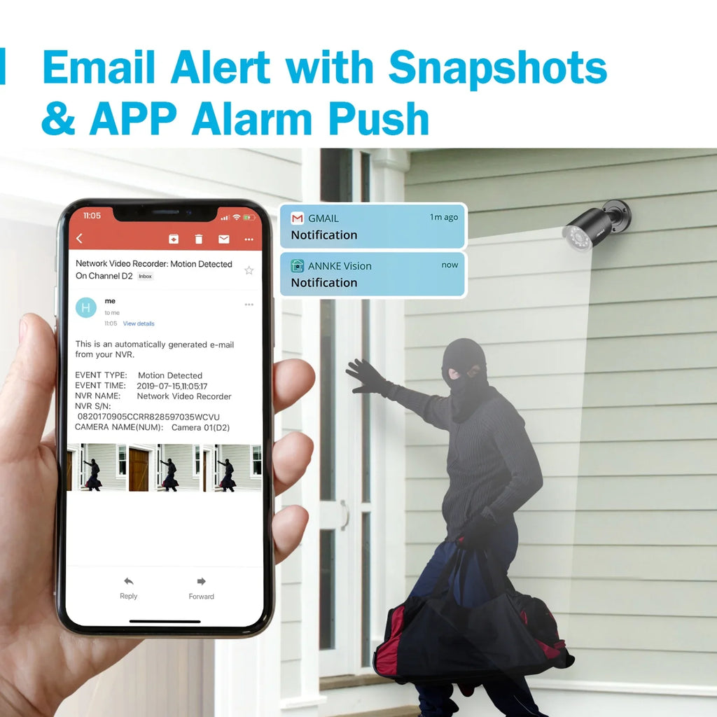 Camera 4 Security Outdoor Home Moistureproof, Pack Indoor, Surveillance 1920TVL, 1080P Vision, Night/Day Camera Bullet IP66