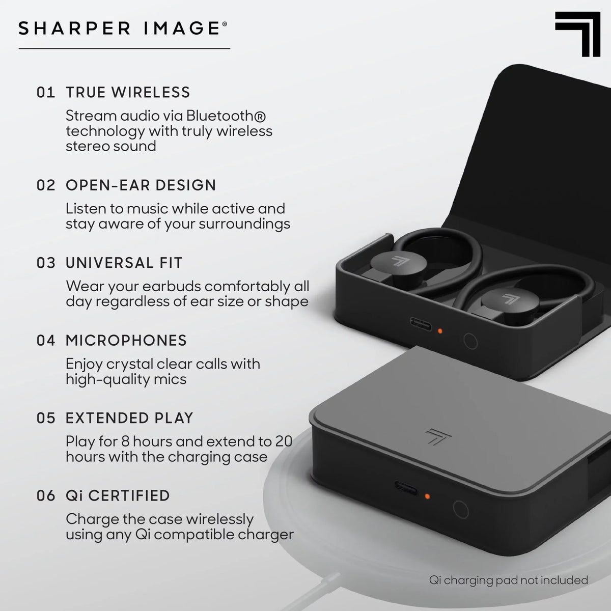 Black Wireless Qi Image® Case, Earbuds Sport Sharper Charging True Bluetooth SoundHaven® with