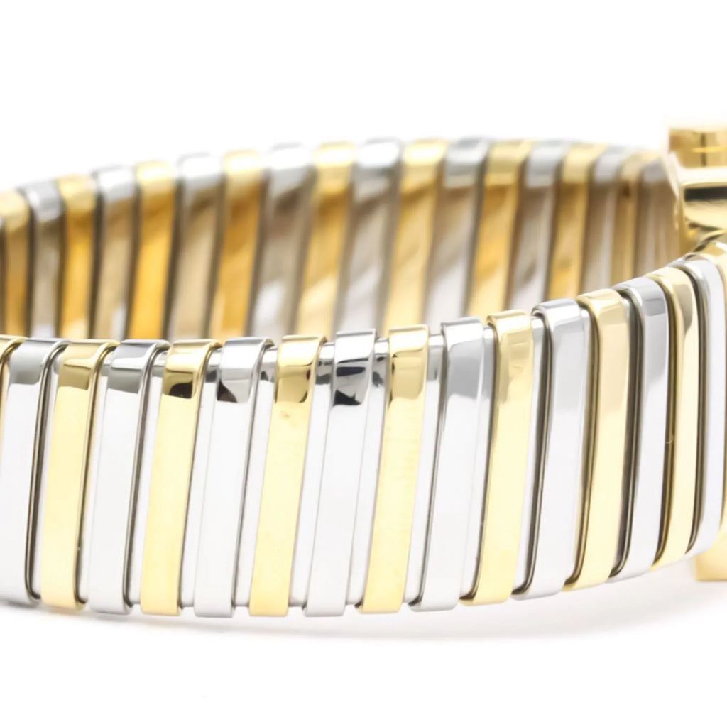 Gold Ladies Quartz BVLGARI Polished Watch (Good) 18K 2T Pre-Owned SQ22 BF552142 Steel Quadrato