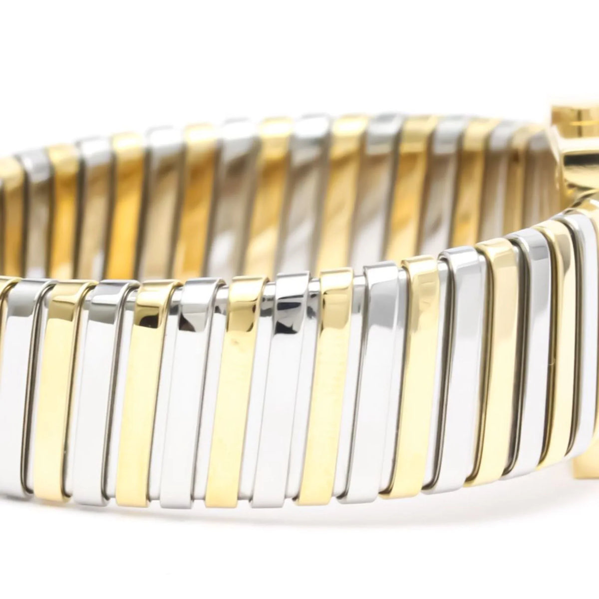 Gold Ladies Quartz BVLGARI Polished Watch (Good) 18K 2T Pre-Owned SQ22 BF552142 Steel Quadrato