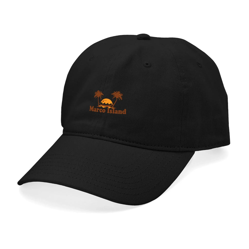Baseball Cotton - Design. - Island Trees Black Adjustable Printed Hat Cap Palm CafePress Canvas Black Marco