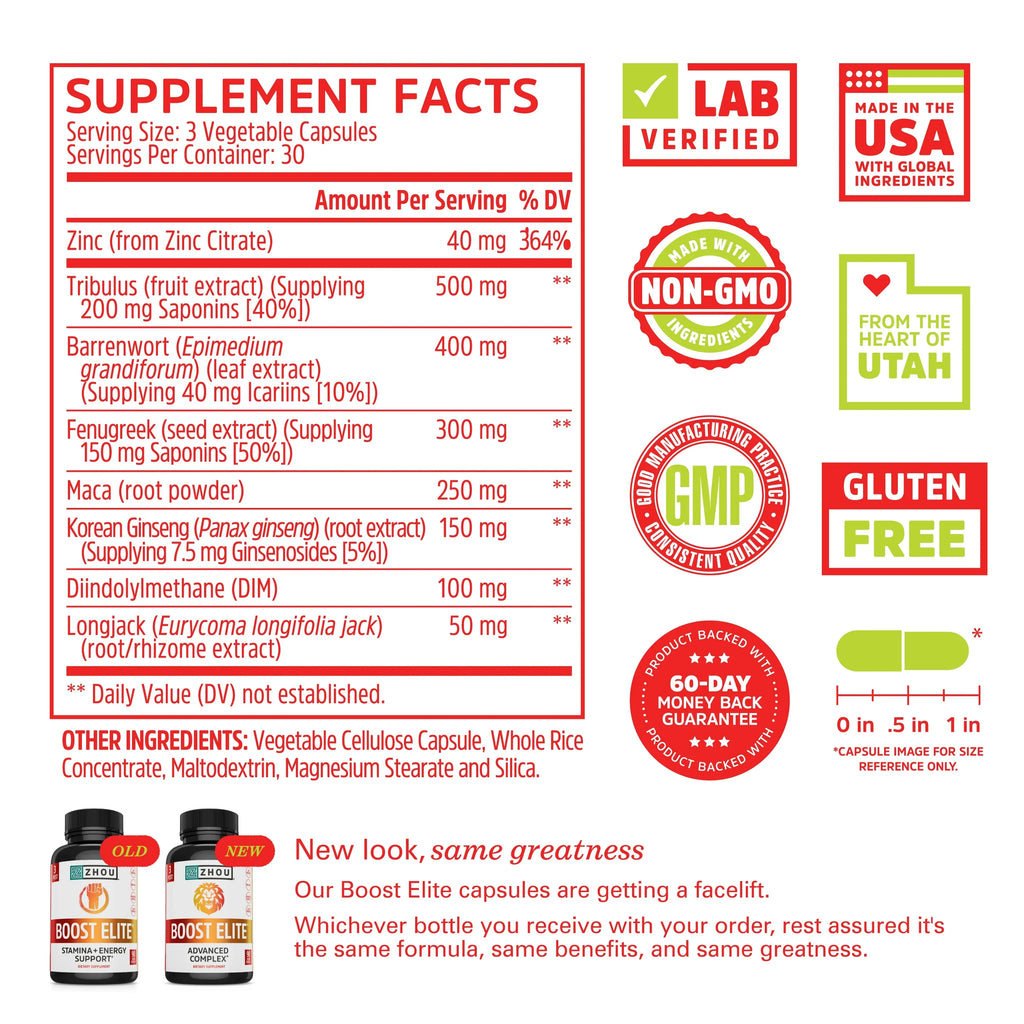 Booster | Caps Test 30 & Veggie Zhou 90 Increase Energy T-Levels to Servings, | Formulated