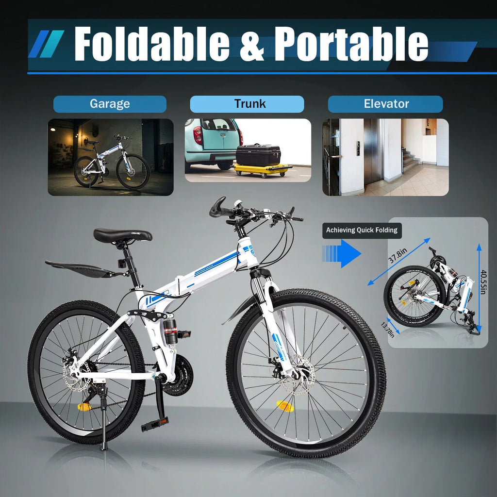Disc Brake Mountain Speed Dual School 26" Bicycle Folding 21 Men Bikes Bike