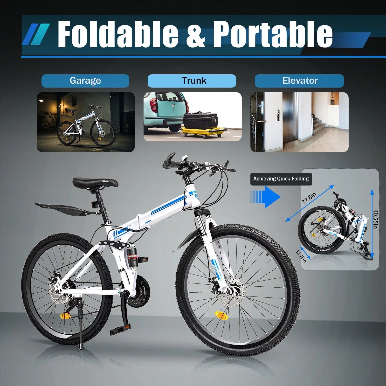 Disc Brake Mountain Speed Dual School 26" Bicycle Folding 21 Men Bikes Bike